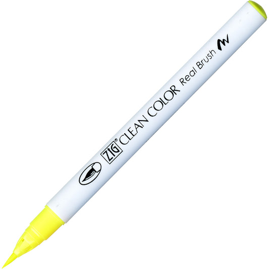 Caneta Pincel Kuretake Zig Clean Color Real Brush Fluorescente Yellow 001