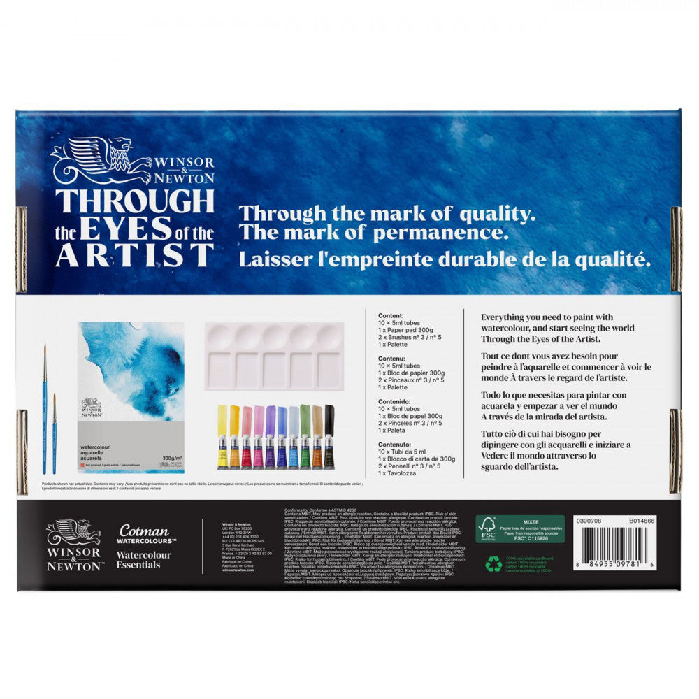Estojo Tinta Aquarela Winsor & Newton Cotman Essentials 14 Peças