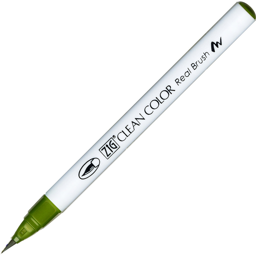 Caneta Pincel Kuretake Zig Clean Color Real Brush Olive Green 043