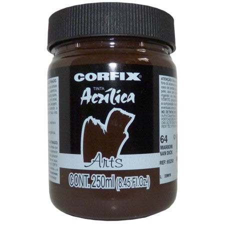 Tinta Acrílica Fosca Corfix Arts 250ml 64 Marrom Van Dick G1