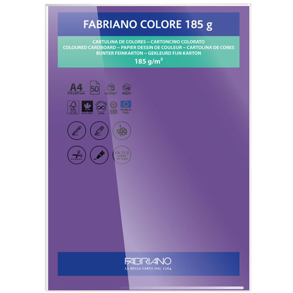 Papel Colore Fabriano Morado A4 185g/m² Pack 10 Folhas