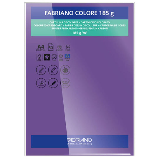 Papel Colore Fabriano Morado A4 185g/m² Pack 10 Folhas