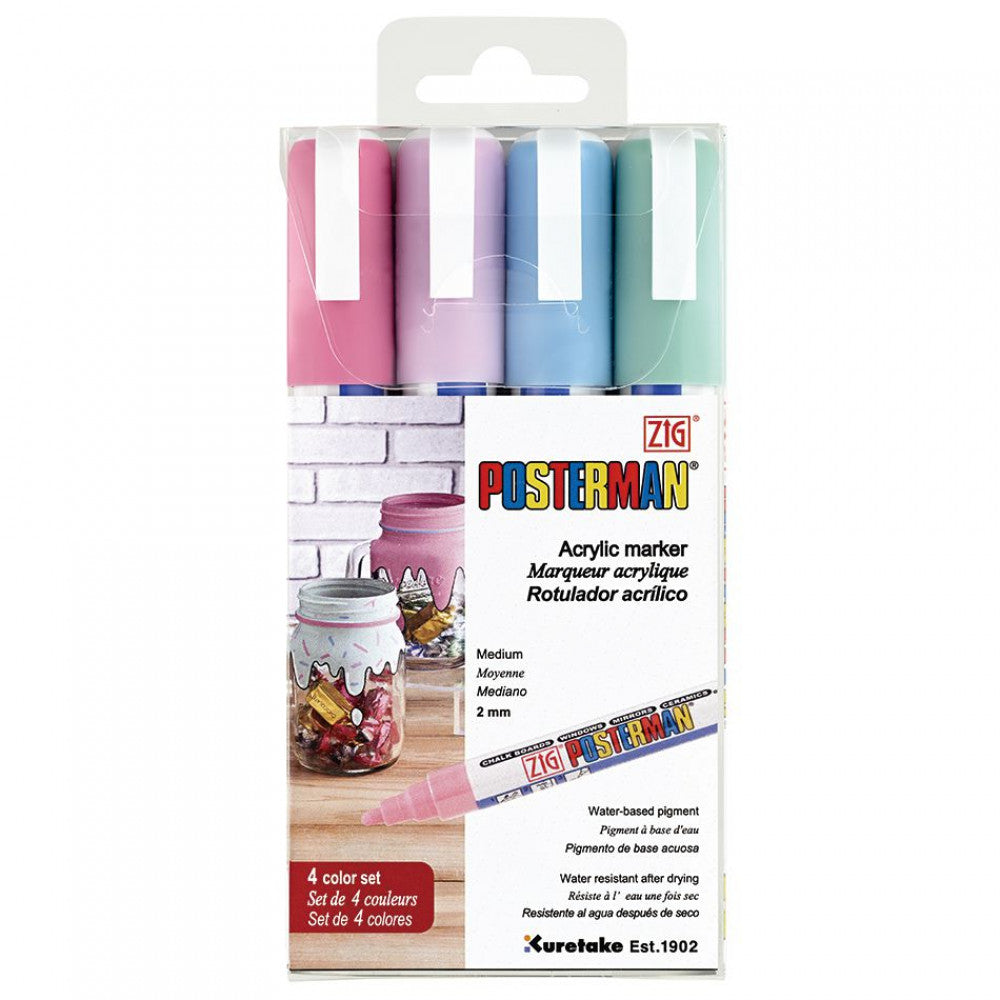 Marcador Zig Posterman PMA-20 Estojo C/4 Cores Pastéis