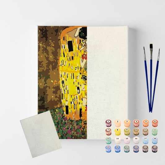 conjunto pintura numerada arte terapia 40x50cm o beijo