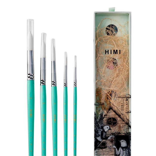 Kit De Pincéis Verde Himi Para Guache 5 Unidades