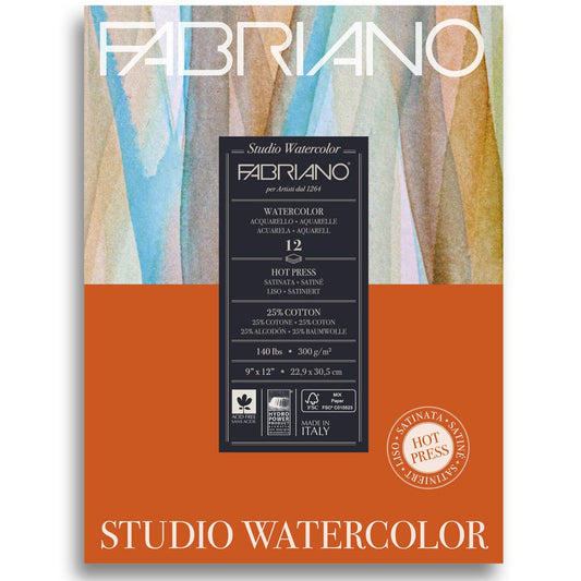 Bloco de Papel Para Aquarela Studio Satinado Fabriano 300g/m² 22,9x30,5cm 12 Folhas