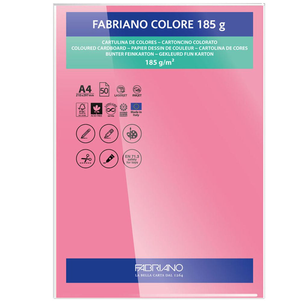 Papel Colore Fabriano Fucsia A4 185g/m² Pack 10 Folhas