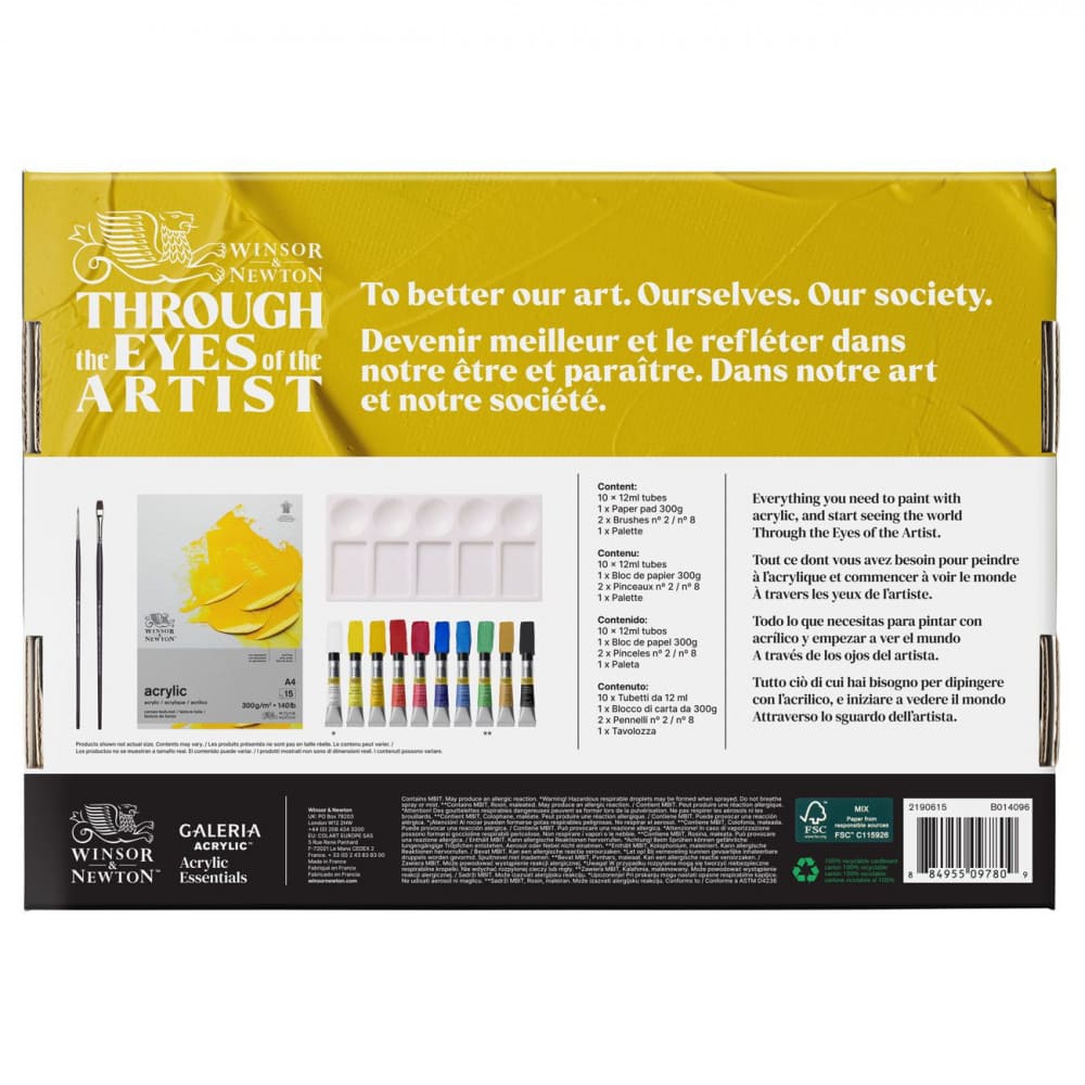 Estojo Tinta Acrílica Winsor & Newton Galeria Essentials 12ml 14 Peças