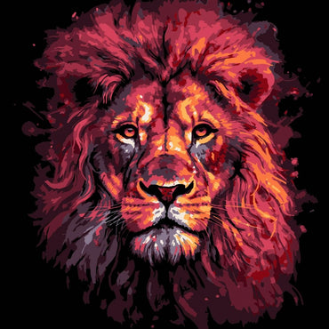 Conjunto Pintura Numerada Arte Terapia 30X30cm Leão