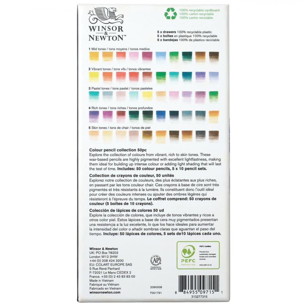 Lápis de Cor Winsor & Newton Studio Collection 50 Cores