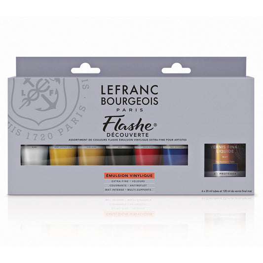 Estojo Tinta Acrílica Flashe Lefranc & Bourgeois 20ml 6 Cores + Verniz