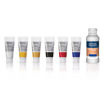 Estojo Tinta Acrílica Flashe Lefranc & Bourgeois 20ml 6 Cores + Verniz