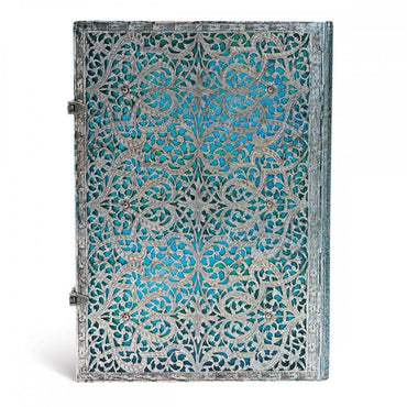 Paperblanks Silver Filigree Maya Blue Capa Dura Grande Sem Pauta