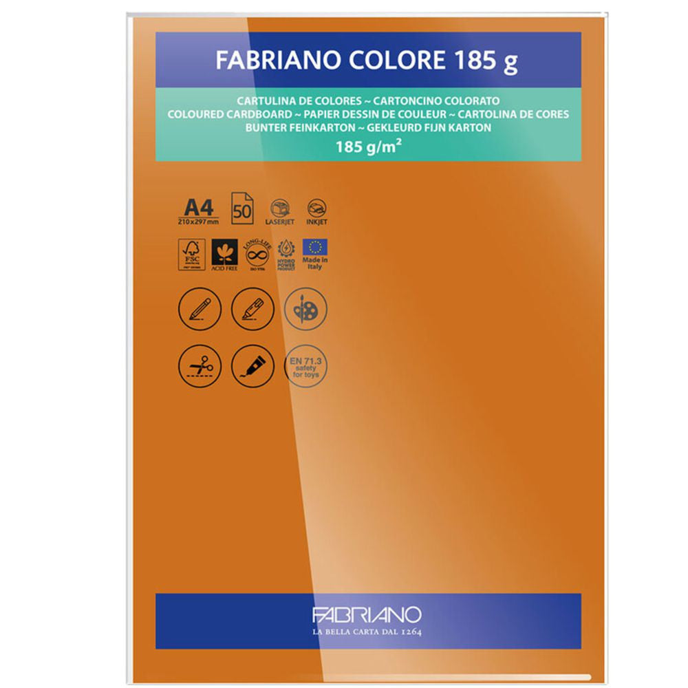 Papel Colore Fabriano Laranja Intenso A4 185g/m² Pack 10 Folhas