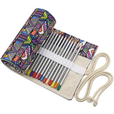 Estojo Enrolável em Tecido Sinoart – 72 Compartimentos para Lápis e Outros