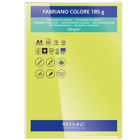 Papel Colore Fabriano Verde Limão A4 185g/m² Pack 10 Folhas