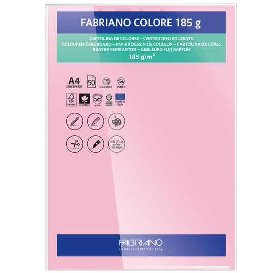 Papel Colore Fabriano Rosa A4 185g/m² Pack 10 Folhas