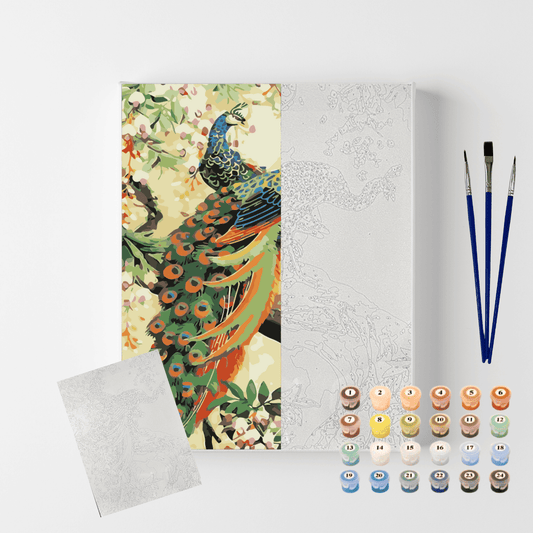 Conjunto Pintura Numerada Arte Terapia 40X50cm Pavão Misterioso