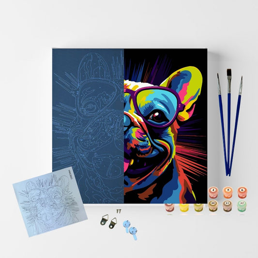 Conjunto Pintura Numerada Arte Terapia 30X30cm Buldogue Style