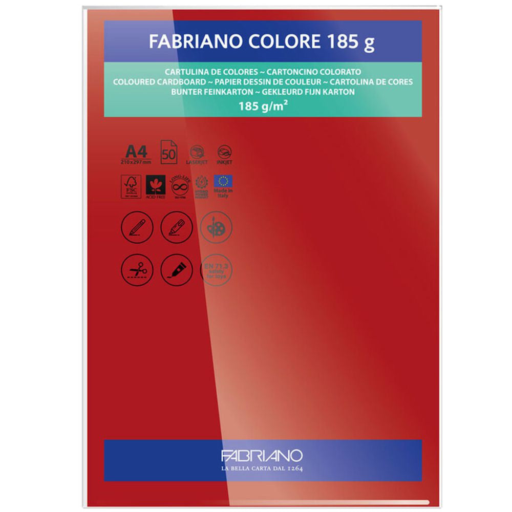 Papel Colore Fabriano Vermelho A4 185g/m² Pack 10 Folhas