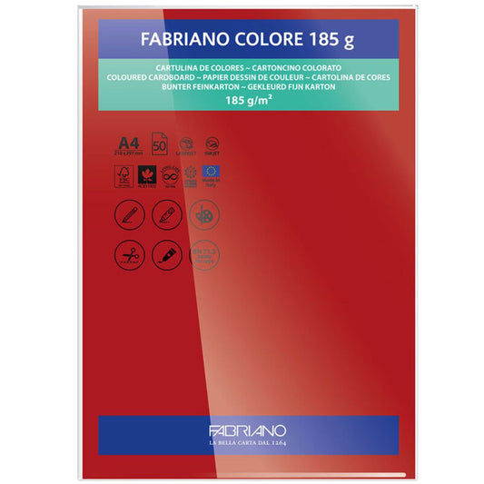 Papel Colore Fabriano Vermelho A4 185g/m² Pack 10 Folhas
