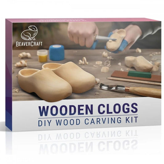 Conjunto Escultura em Madeira Beavercraft DIY Tamancos