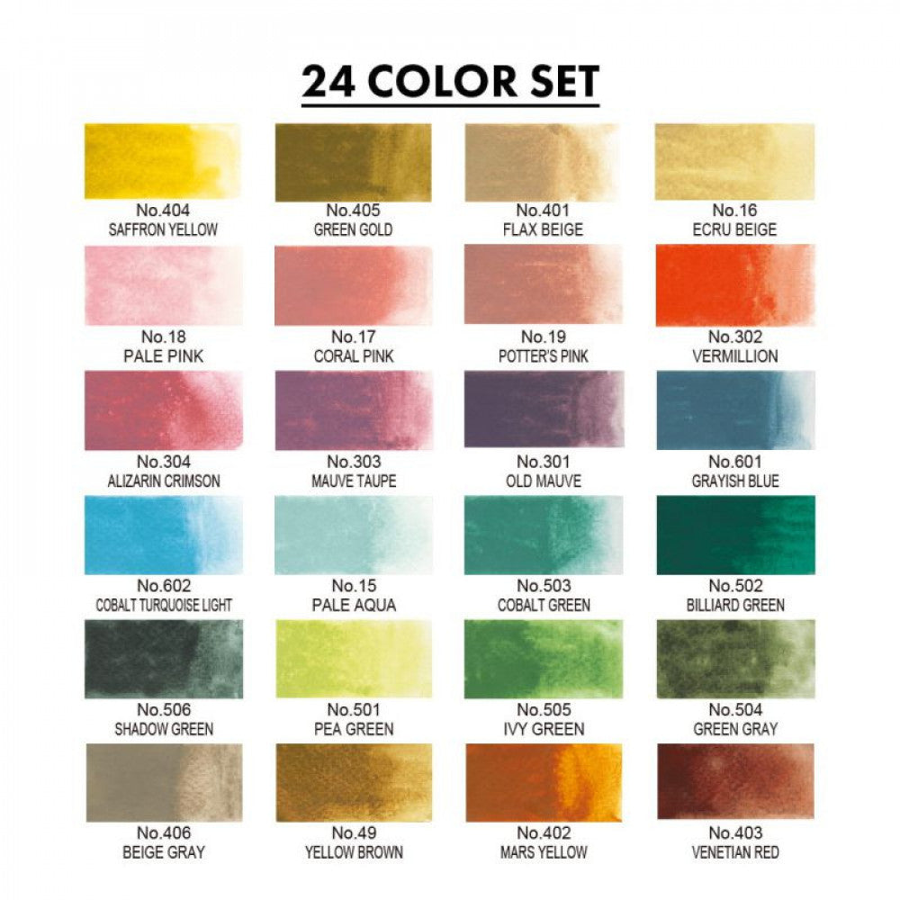 Aquarela Kuretake Gansai Tambi 24 Cores Art Nouveau
