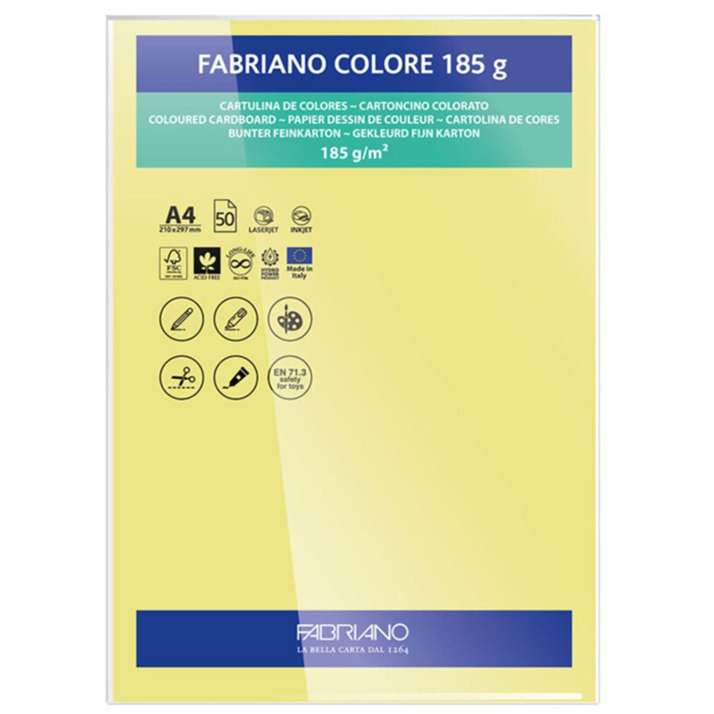 Papel Colore Fabriano Amarelo Banana A4 185g/m² Pack 10 Folhas