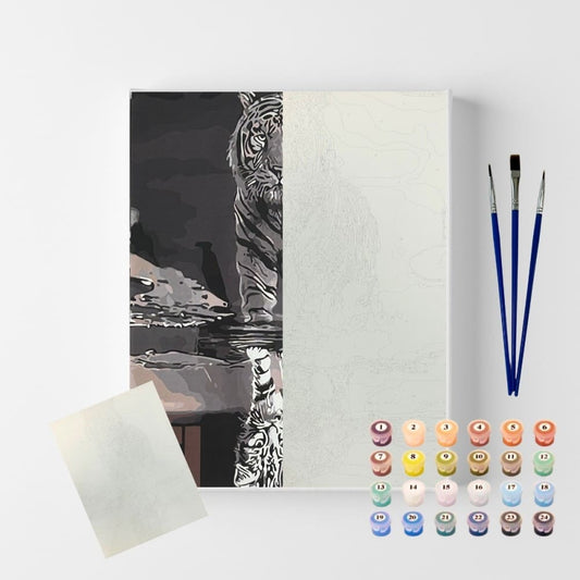 conjunto pintura numerada arte terapia 40x50cm tigre
