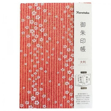 Caderno de Carimbos Goshuincho Kuretake LH10-19 White Flower With Red