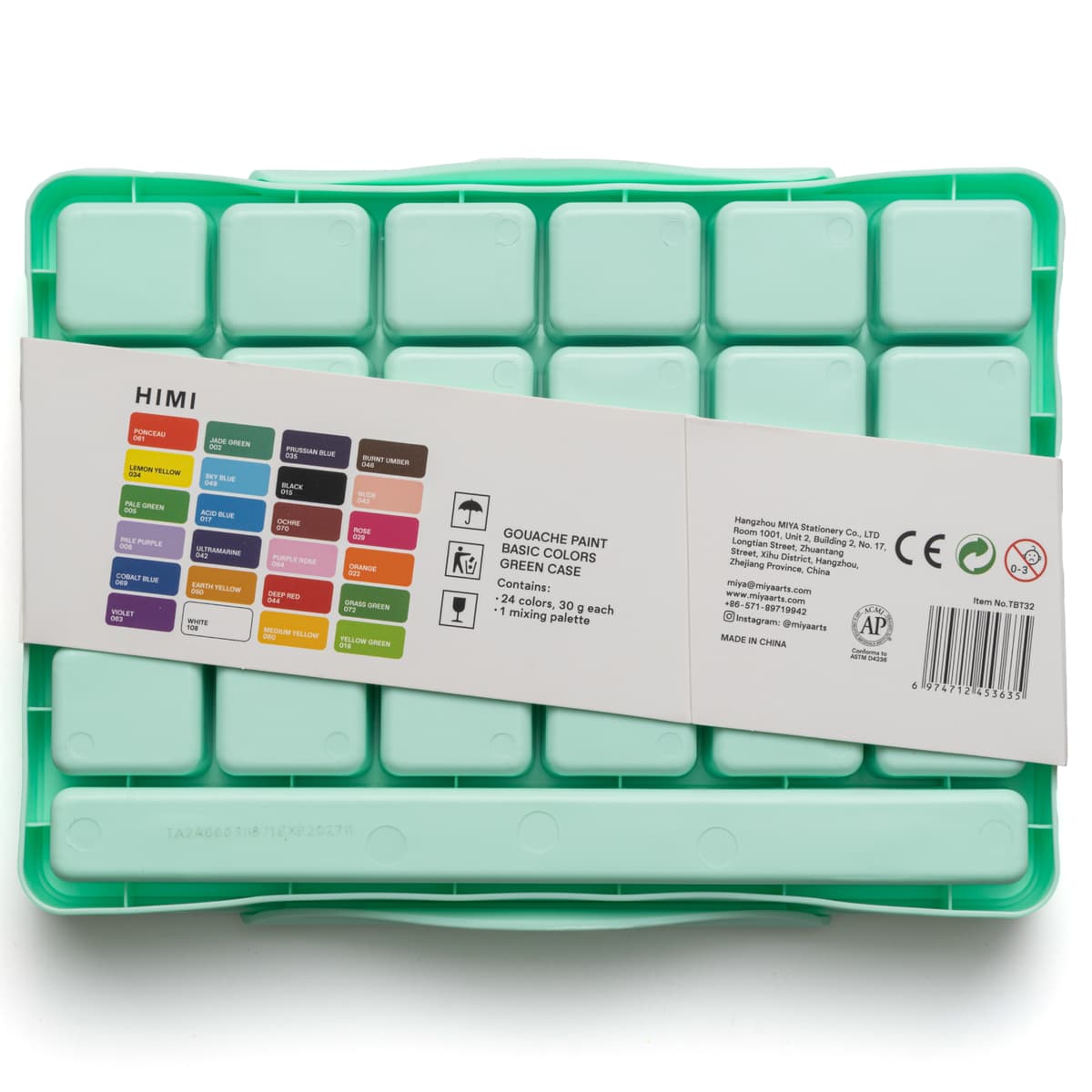Tinta Guache Profissional Himi 24 Cores Estojo Verde