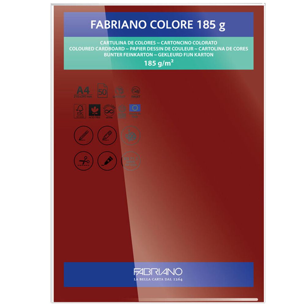 Papel Colore Fabriano Cereza A4 185g/m² Pack 10 Folhas