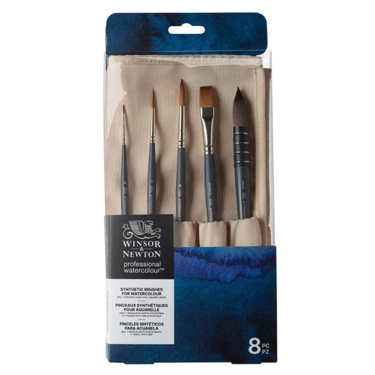 Kit Pincéis Winsor & Newton Profissional Sintéticos C/8 E Porta Pincel