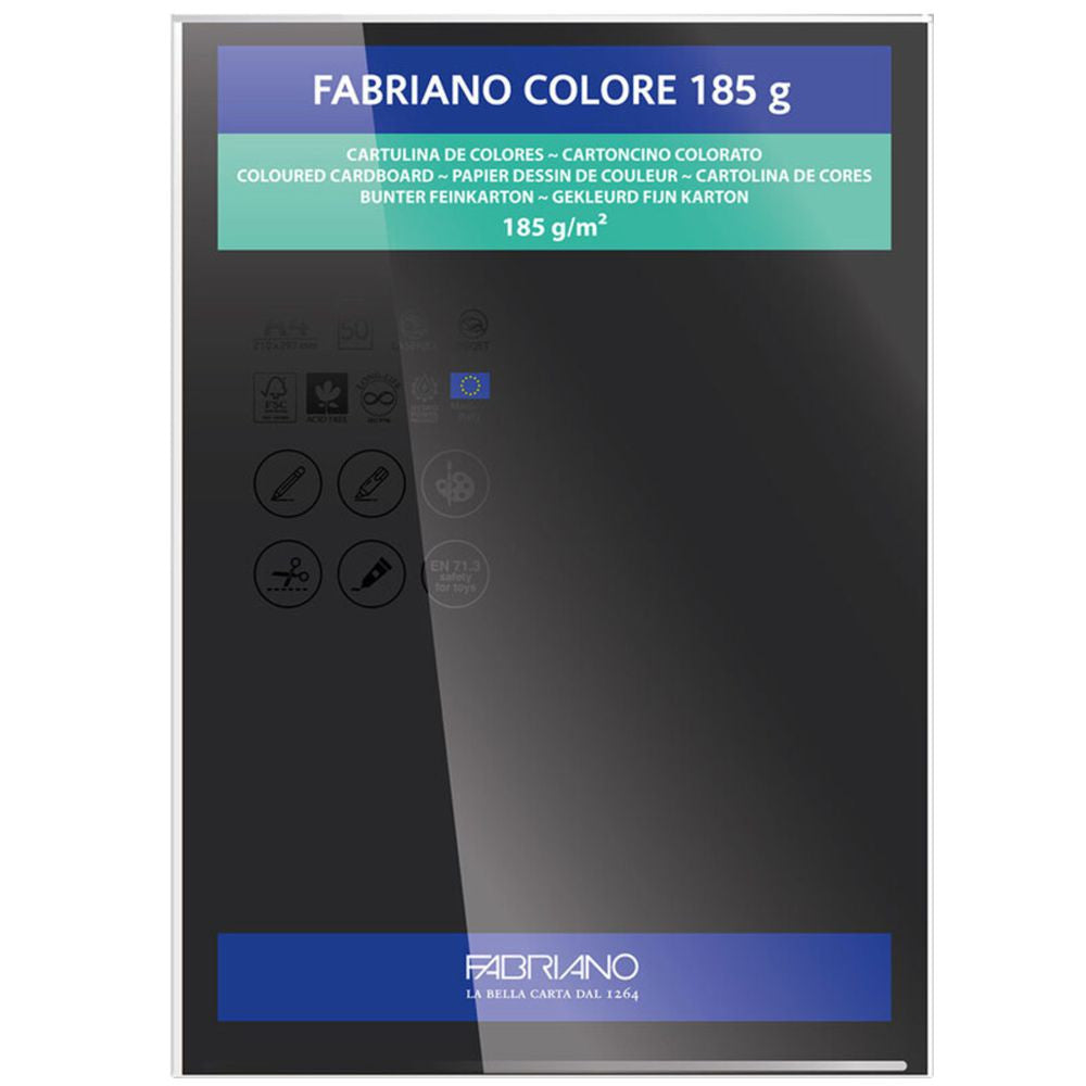 Papel Colore Fabriano Preto A4 185g/m² Pack 10 Folhas