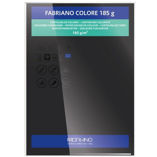 Papel Colore Fabriano Preto A4 185g/m² Pack 10 Folhas