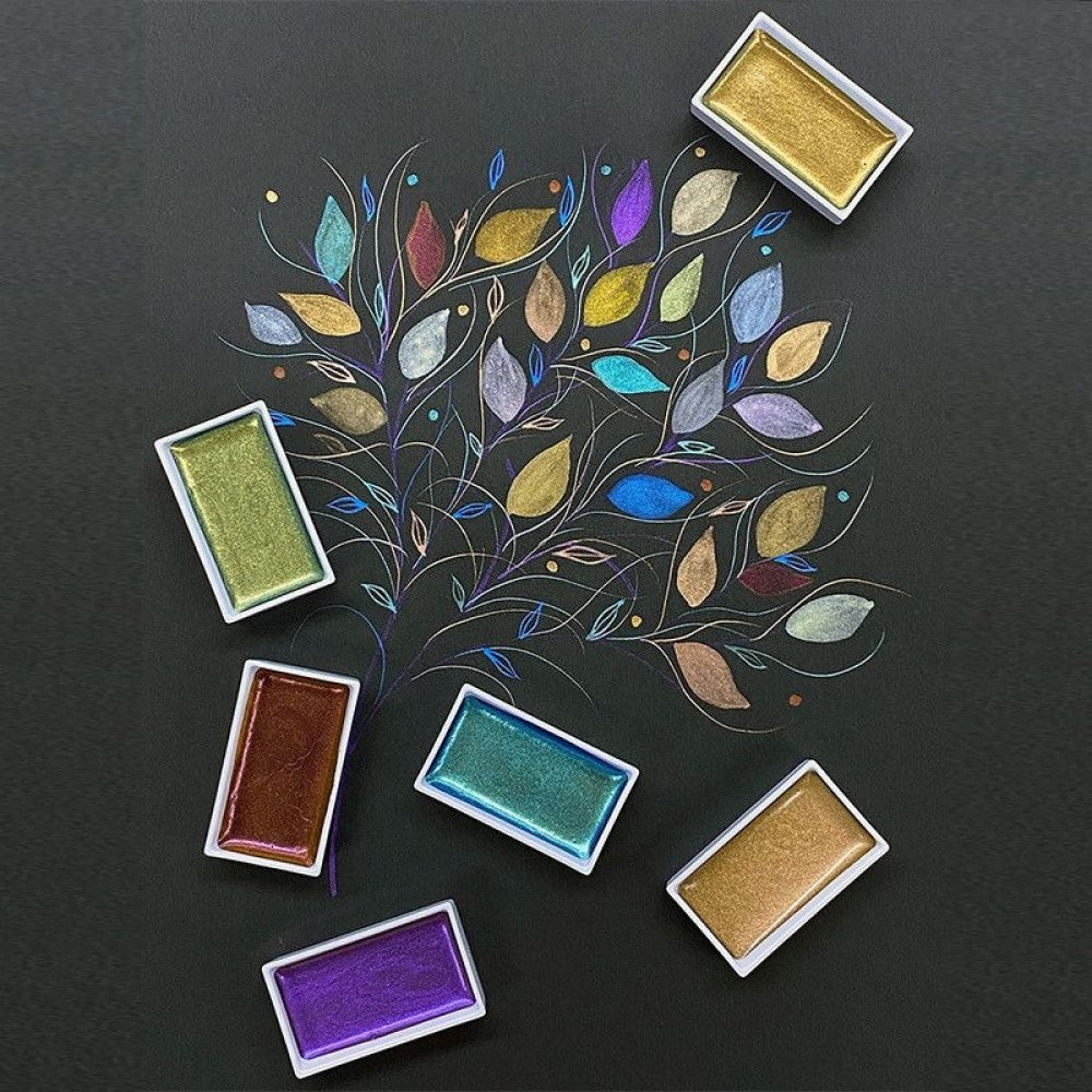 Aquarela Kuretake Gansai Tambi 24 Cores Metálicas