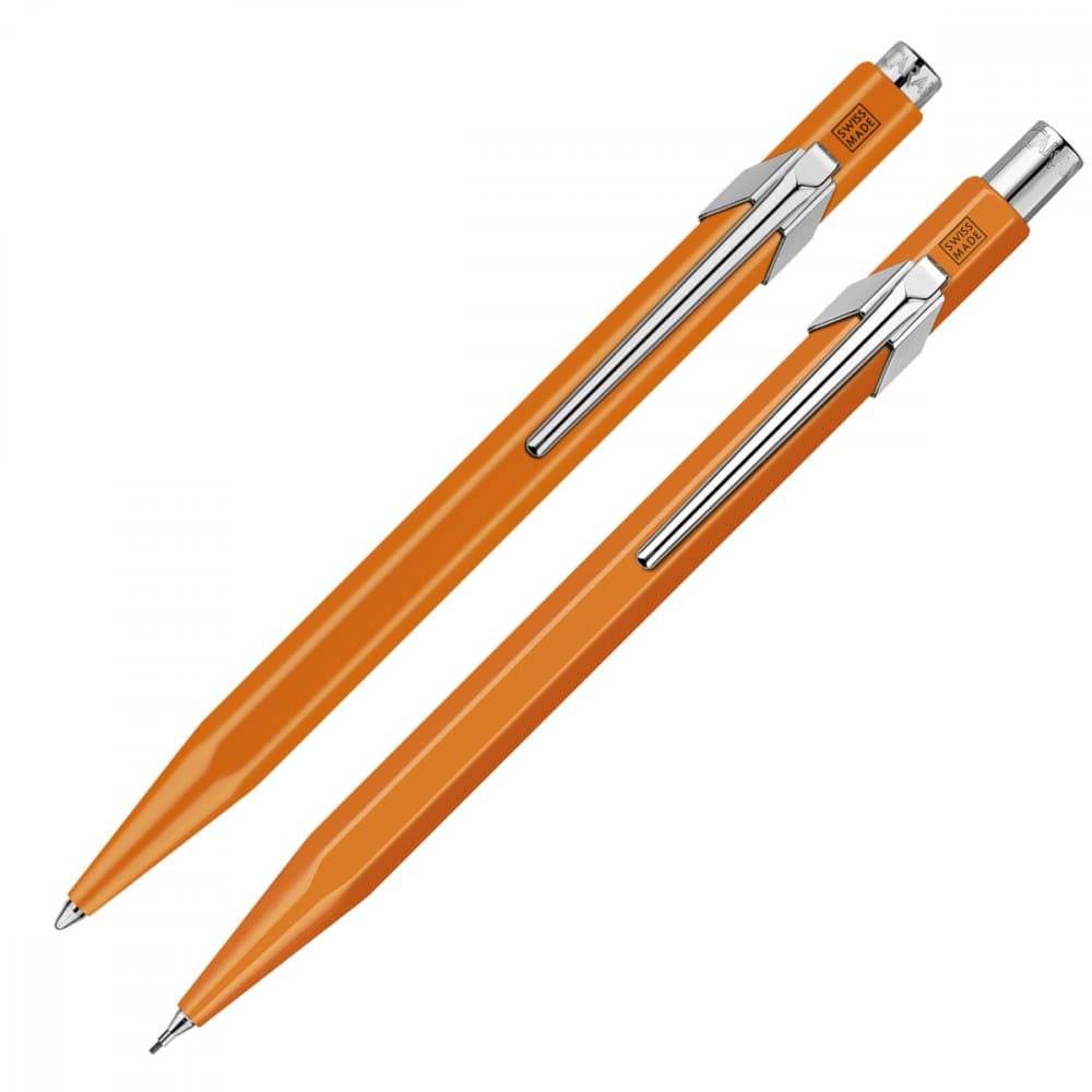 Estojo Presente Caneta e Lapiseira Caran d’Ache Orange Fluorescent