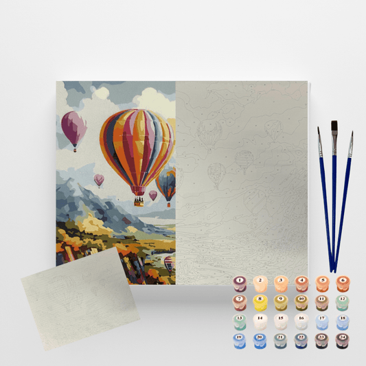 Conjunto Pintura Numerada Arte Terapia 40X50cm Balões Mágicos