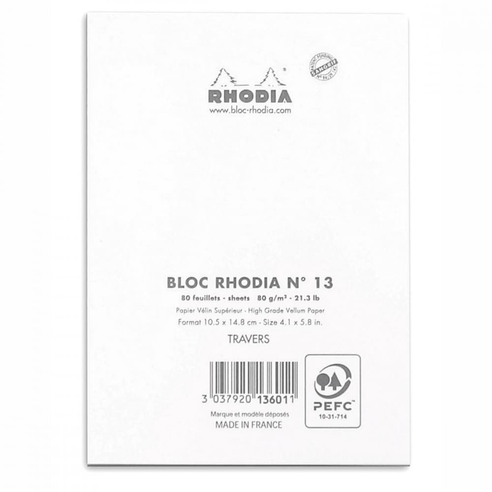 Bloco de Notas Rhodia N 13 10,5x14,8cm 80 Folhas Pautado