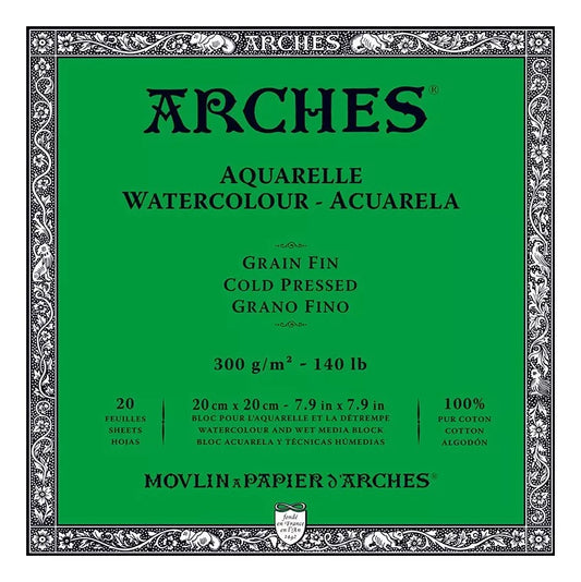 Bloco de Papel para Aquarela Arches TF 300g/m² 20x20cm 20 Folhas