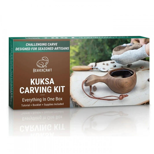 Conjunto Escultura em Madeira Beavercraft DIY Nogueira