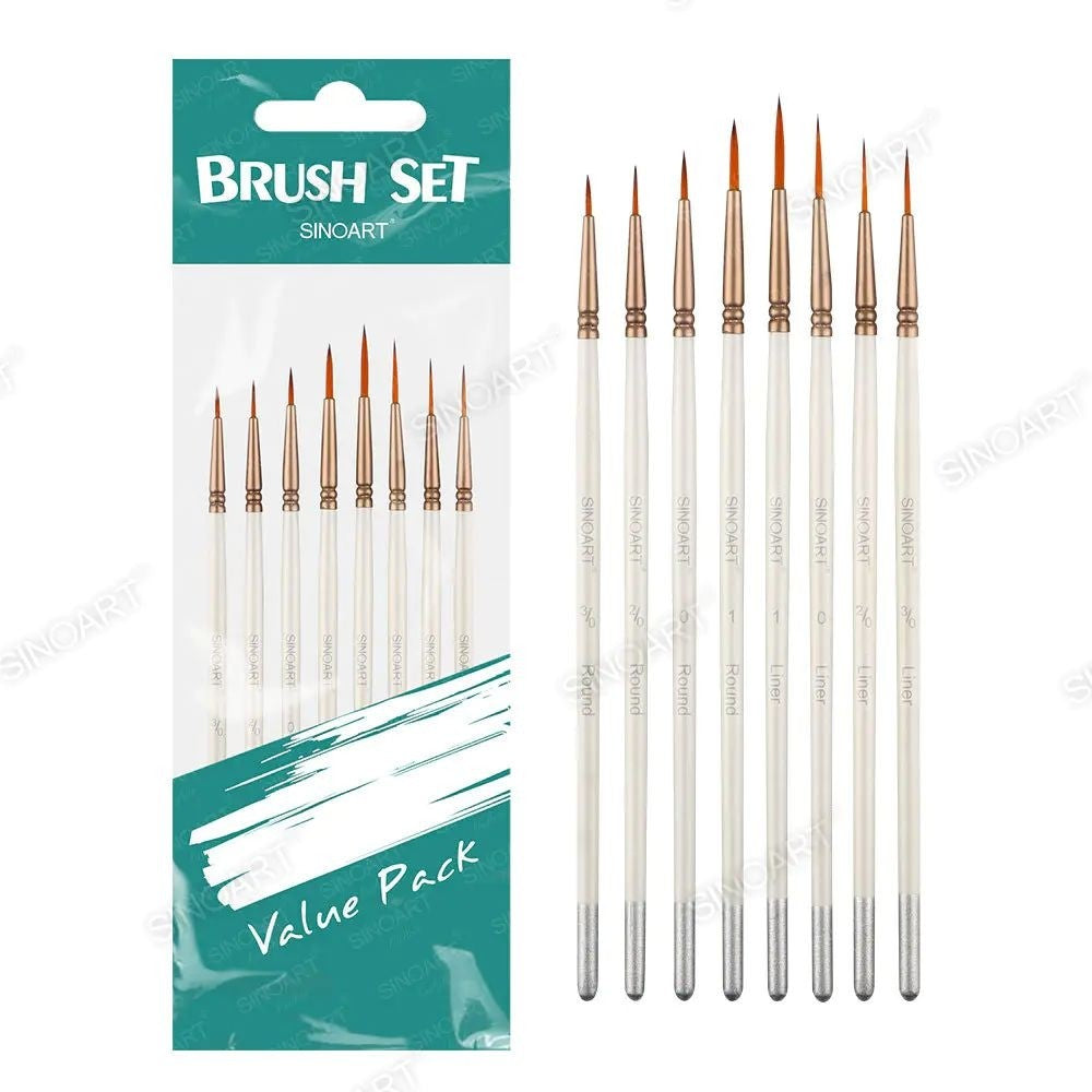 Set de Pincéis Artístico Sinoart Para Detalhes C/8 Unidades B0350