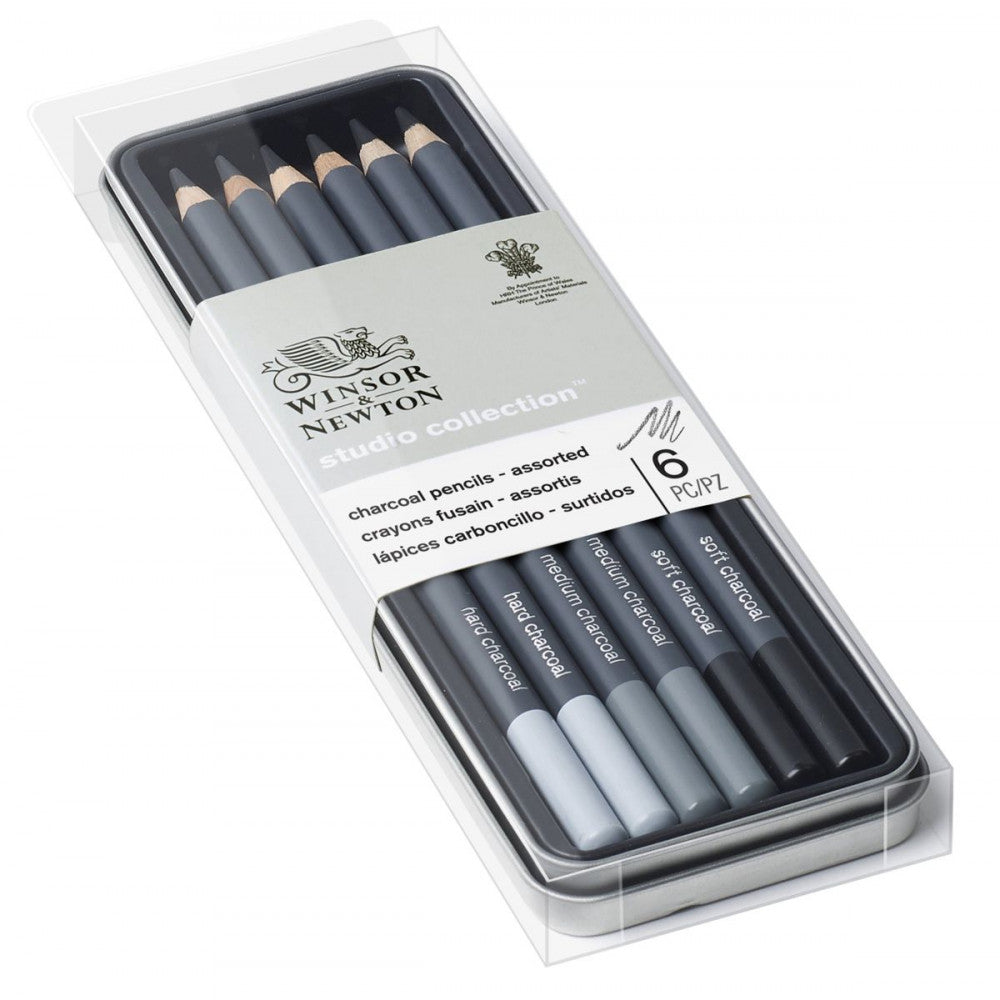 Lápis Carvão Winsor & Newton Studio Collection 6 Peças