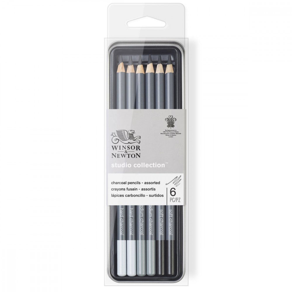 Lápis Carvão Winsor & Newton Studio Collection 6 Peças
