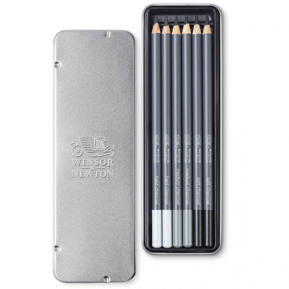 Lápis Carvão Winsor & Newton Studio Collection 6 Peças