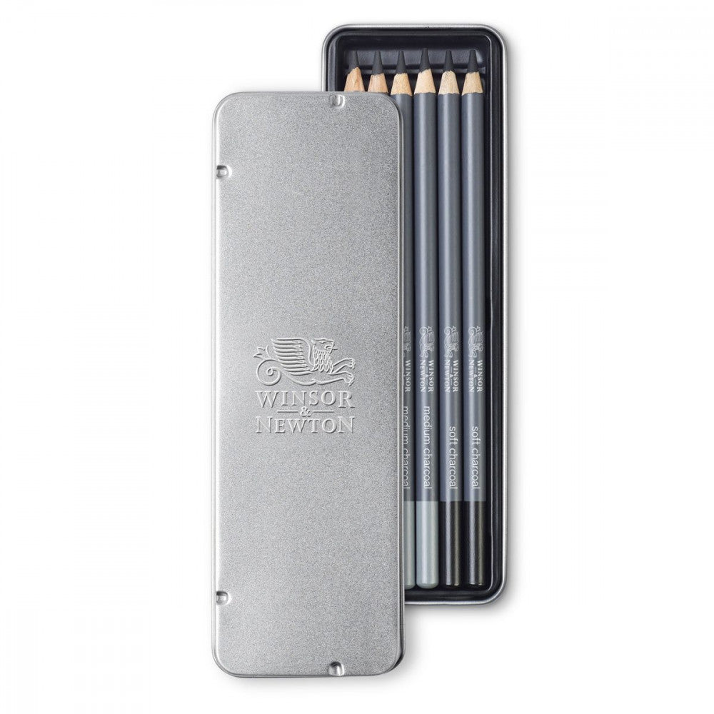 Lápis Carvão Winsor & Newton Studio Collection 6 Peças