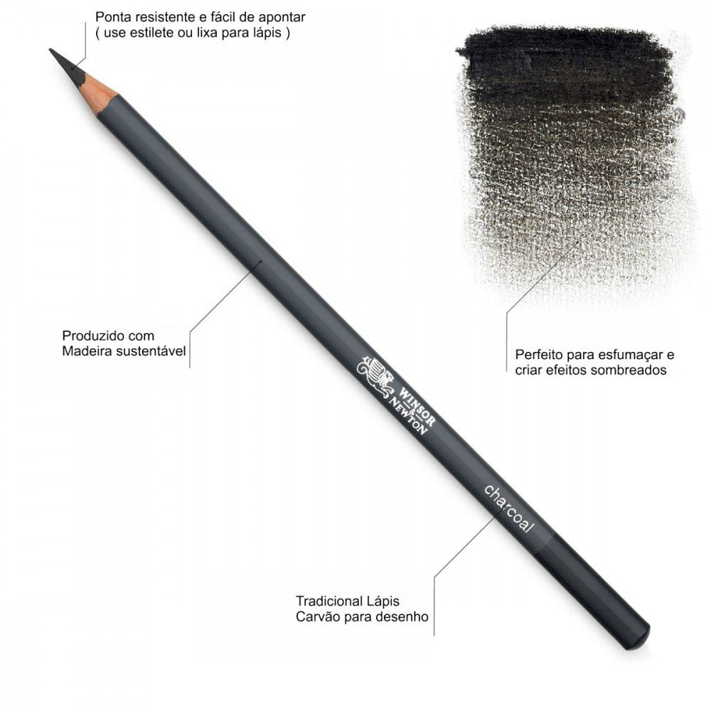 Lápis Carvão Winsor & Newton Studio Collection 6 Peças