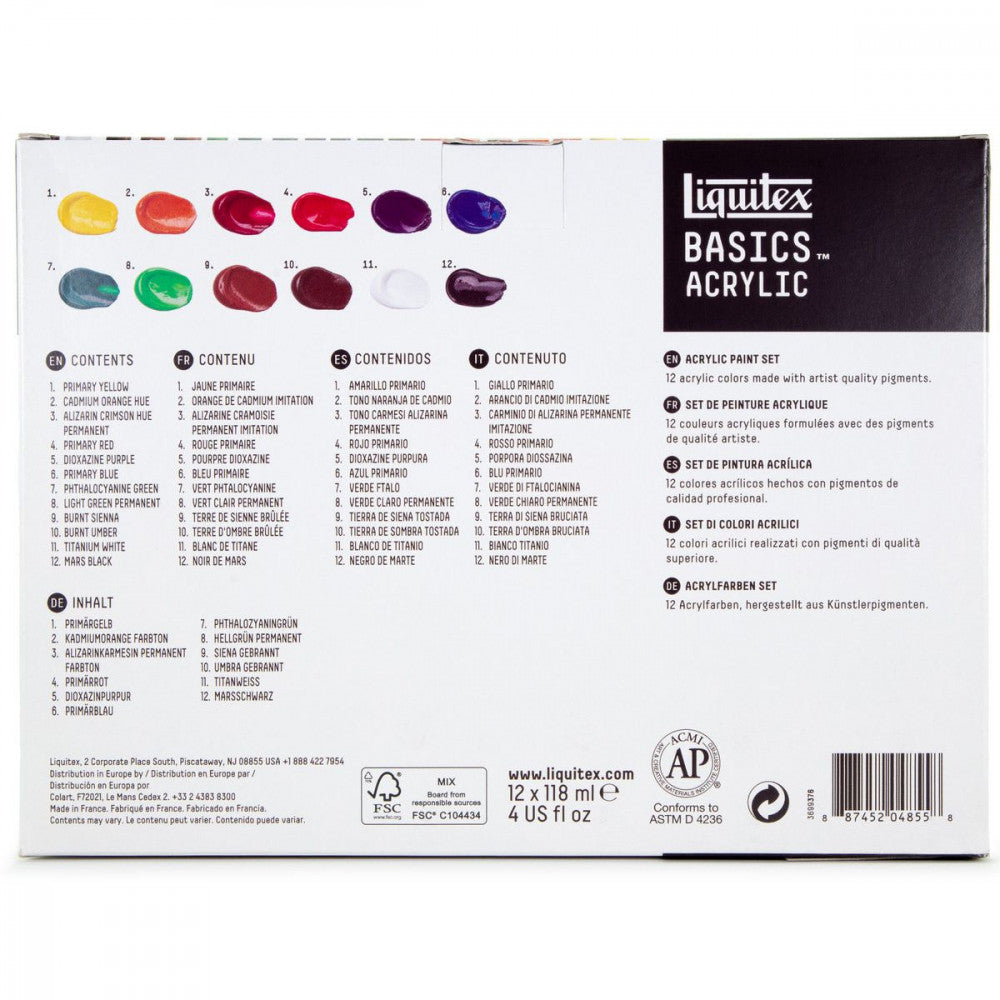 Tinta Acrílica Liquitex Basics 118ml 12 Cores