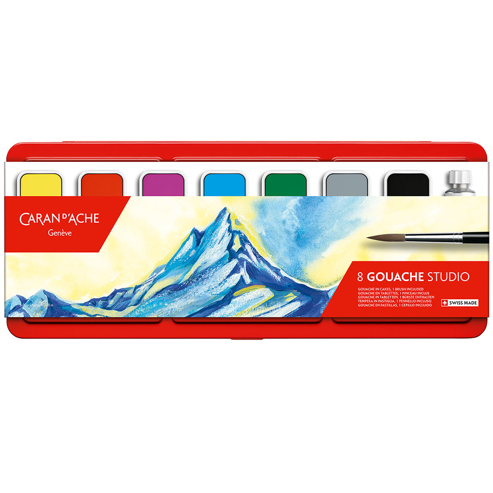 Tinta Gouache Studio Caran d'Ache 8 Cores Pastilha