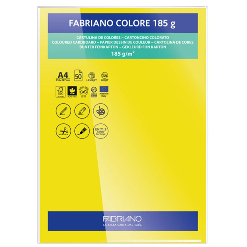 Papel Colore Fabriano Amarelo Canário A4 185g/m² Pack 10 Folhas